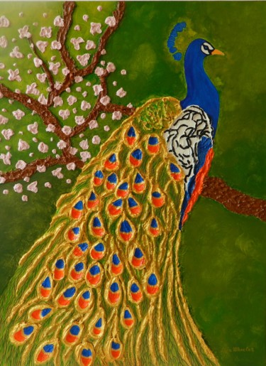 Spring Feelings - impressionist peacock painting