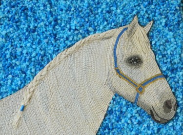 Royal Touch - mosaic mixed media white horse